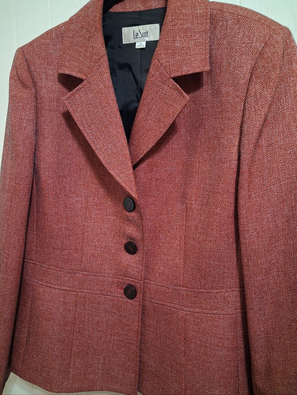 Le Suit Rust-Tone Tweed Blazer Jacket